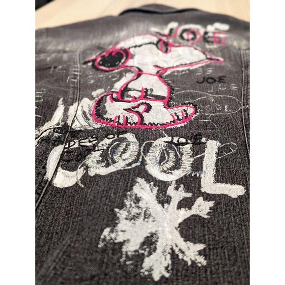 Iceberg History × Peanuts Denim Jean Jacket S/M Snoopy 90s Street Grunge Italy - Picture 5 of 16